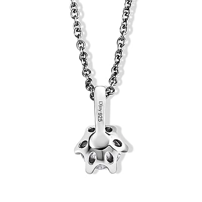 D'Joy Moissanite 1.25 ctw Pendant in Rhodium Over Sterling Silver with Stainless Steel Necklace (18 Inches)