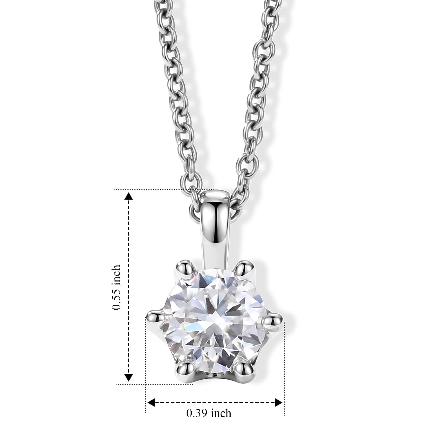 D'Joy Moissanite 1.25 ctw Pendant in Rhodium Over Sterling Silver with Stainless Steel Necklace (18 Inches)