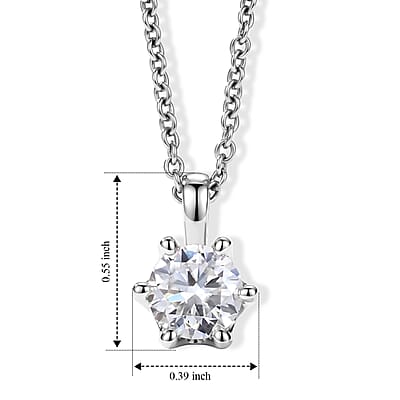 D'Joy Moissanite 1.25 ctw Pendant in Rhodium Over Sterling Silver with Stainless Steel Necklace (18 Inches)