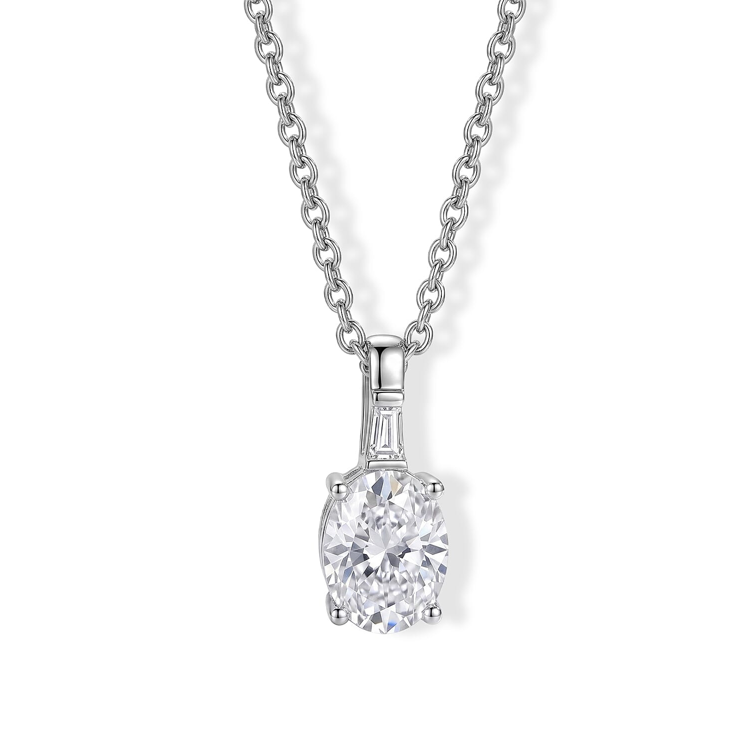 EverTrue Moissanite 2.00 ctw Pendant in Platinum Bond with Stainless Steel Necklace 20 Inches