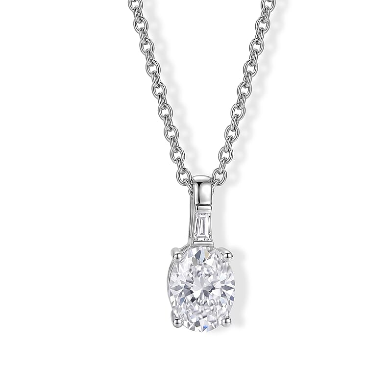 EverTrue Moissanite 2.00 ctw Pendant in Platinum Bond with Stainless Steel Necklace 20 Inches