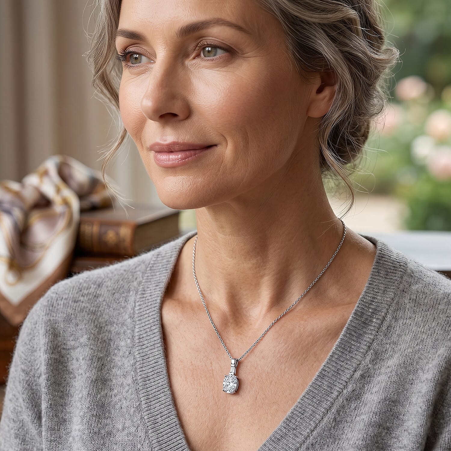 EverTrue Moissanite 2.00 ctw Pendant in Platinum Bond with Stainless Steel Necklace 20 Inches