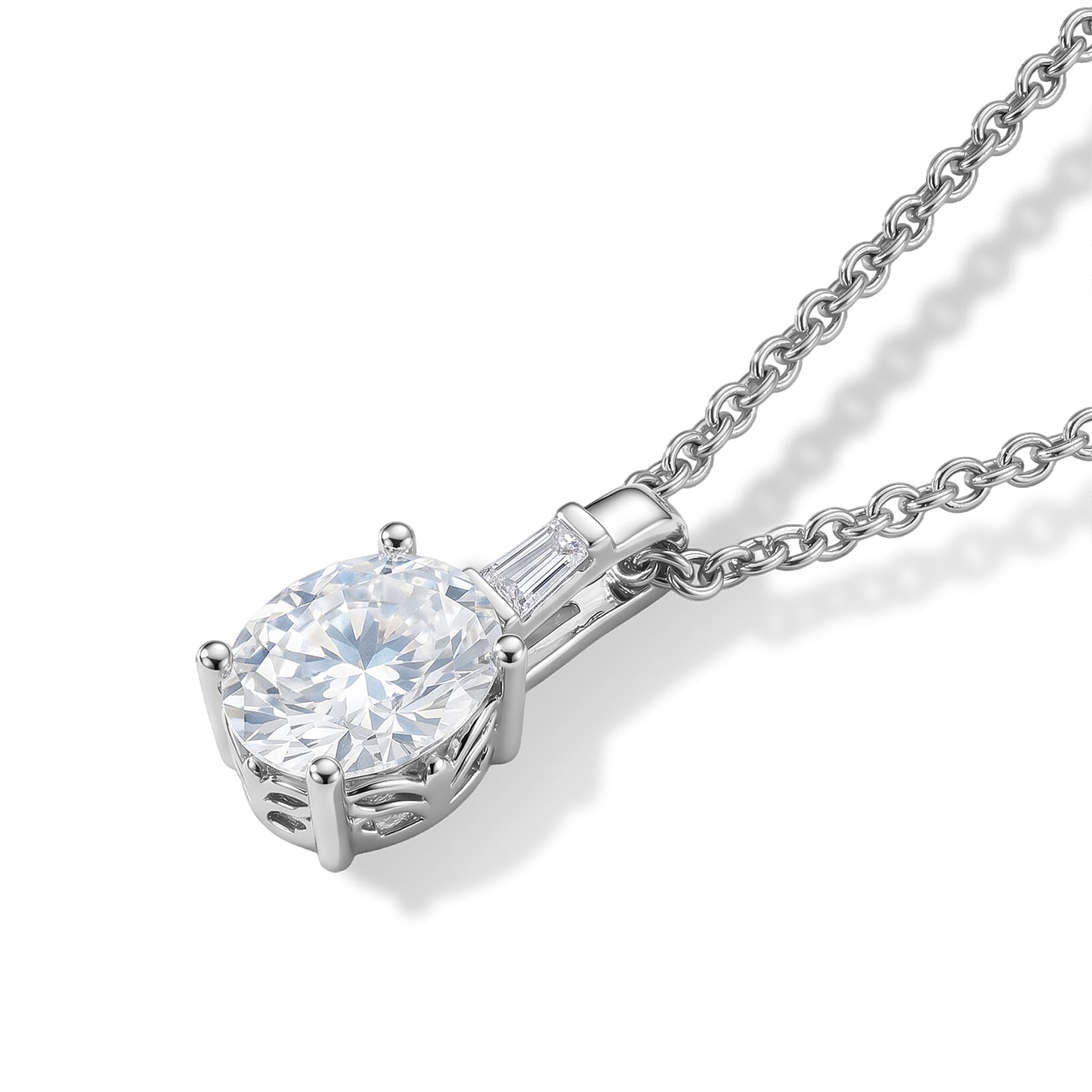 EverTrue Moissanite 2.00 ctw Pendant in Platinum Bond with Stainless Steel Necklace 20 Inches