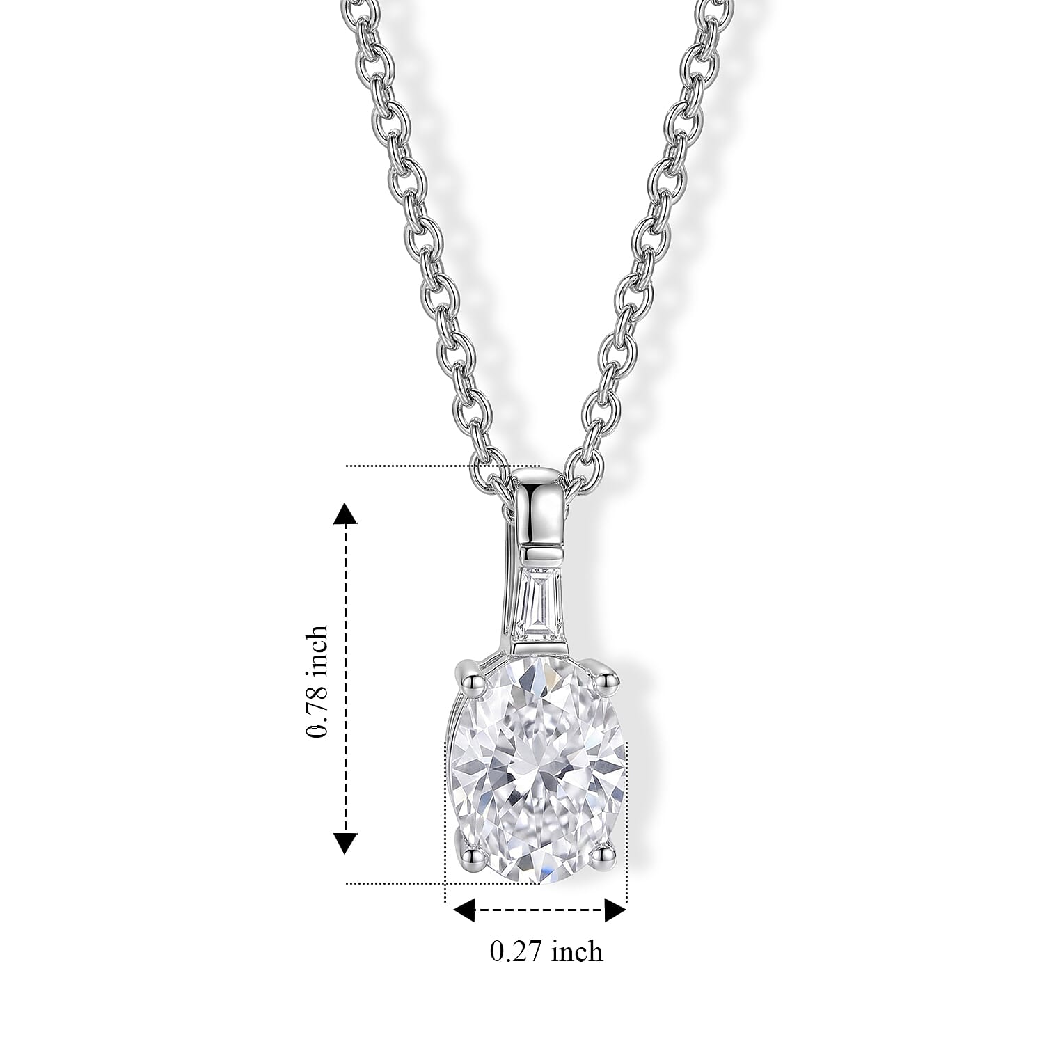 EverTrue Moissanite 2.00 ctw Pendant in Platinum Bond with Stainless Steel Necklace 20 Inches