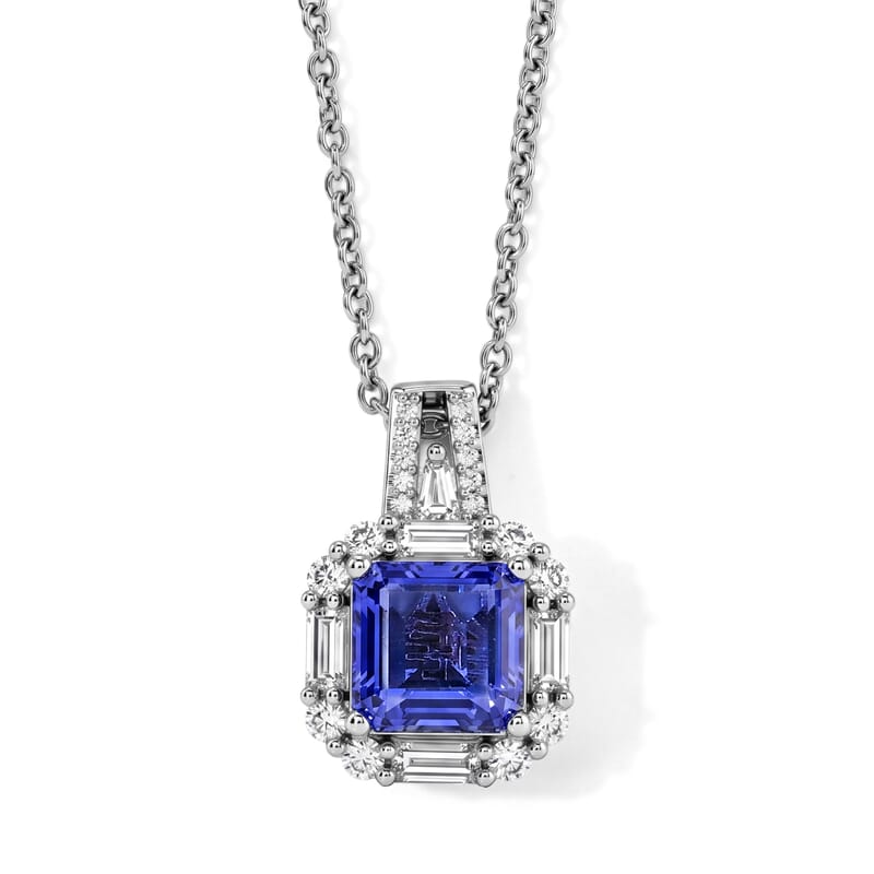 EverTrue Color Change Fluorite and Moissanite 3.80 ctw Pendant in Platinum Bond with Stainless Steel Necklace (20 Inches)