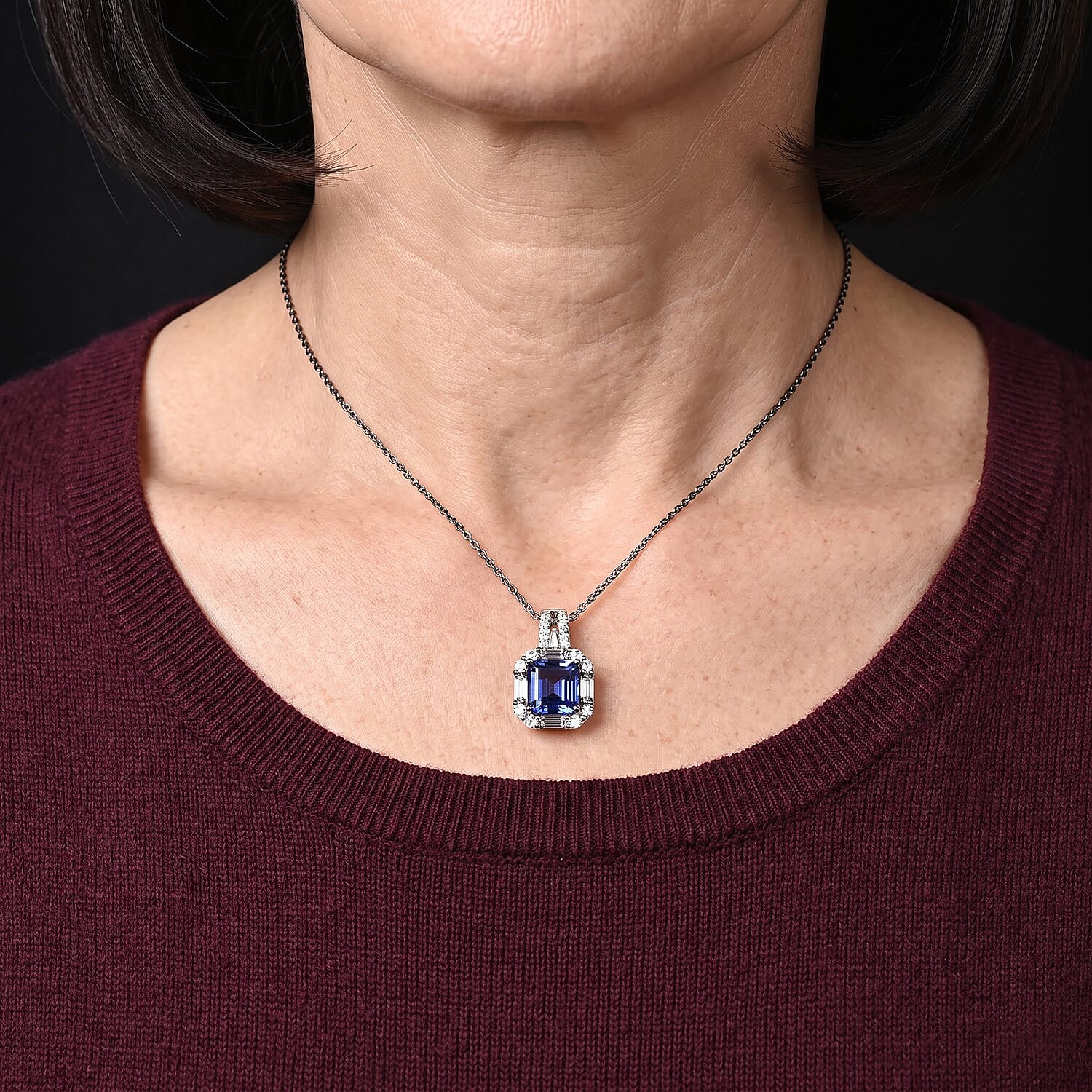 EverTrue Color Change Fluorite and Moissanite 3.80 ctw Pendant in Platinum Bond with Stainless Steel Necklace (20 Inches)
