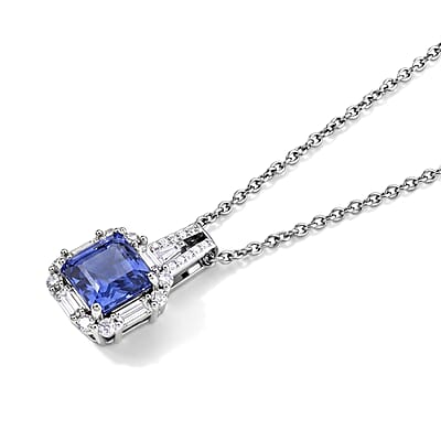 EverTrue Color Change Fluorite and Moissanite 3.80 ctw Pendant in Platinum Bond with Stainless Steel Necklace (20 Inches)