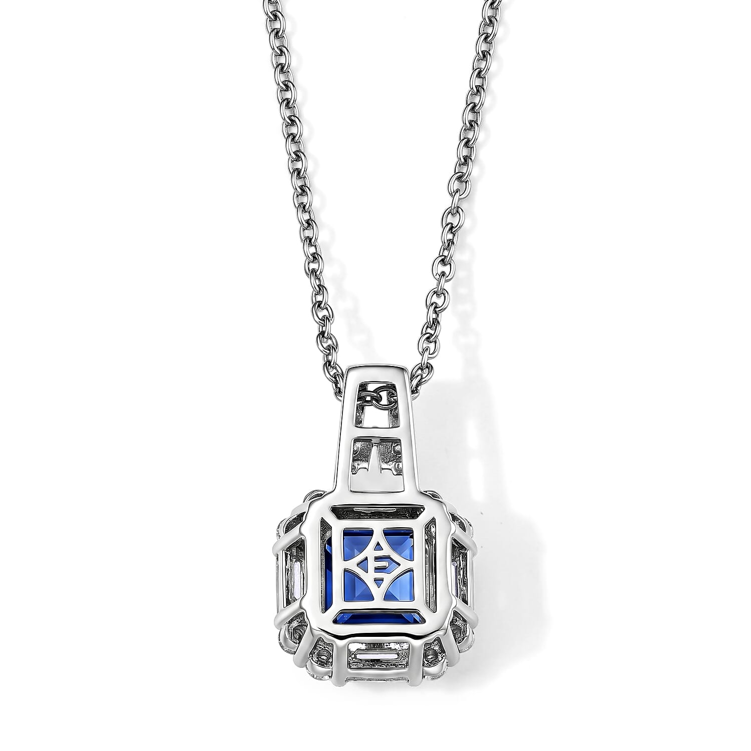 EverTrue Color Change Fluorite and Moissanite 3.80 ctw Pendant in Platinum Bond with Stainless Steel Necklace (20 Inches)