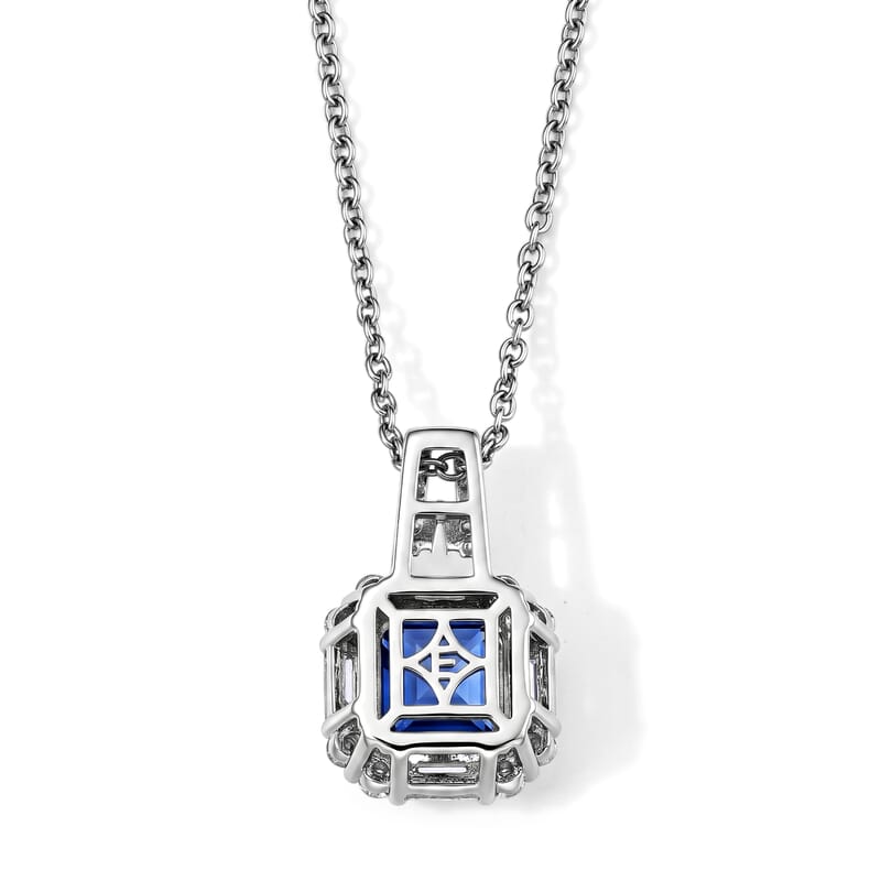 EverTrue Color Change Fluorite and Moissanite 3.80 ctw Pendant in Platinum Bond with Stainless Steel Necklace (20 Inches)