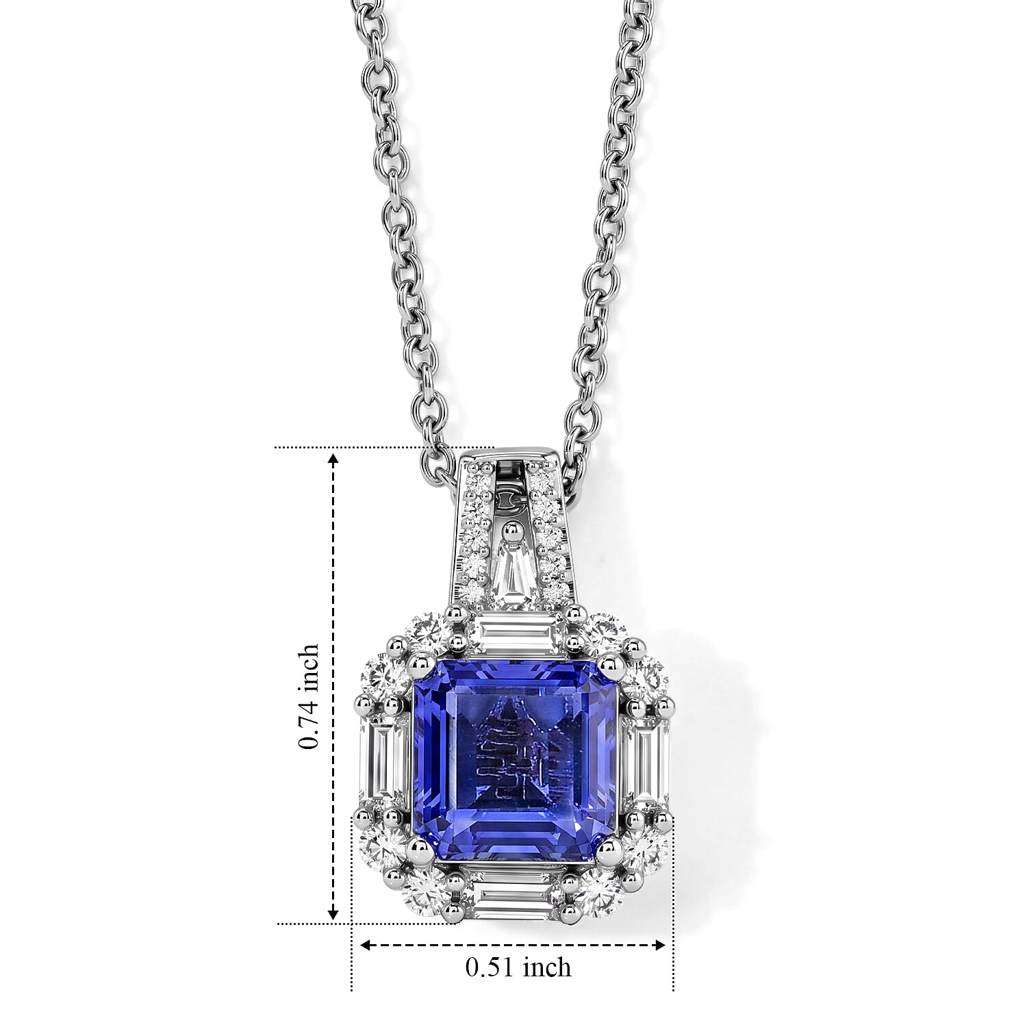 EverTrue Color Change Fluorite and Moissanite 3.80 ctw Pendant in Platinum Bond with Stainless Steel Necklace (20 Inches)