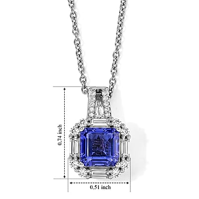 EverTrue Color Change Fluorite and Moissanite 3.80 ctw Pendant in Platinum Bond with Stainless Steel Necklace (20 Inches)