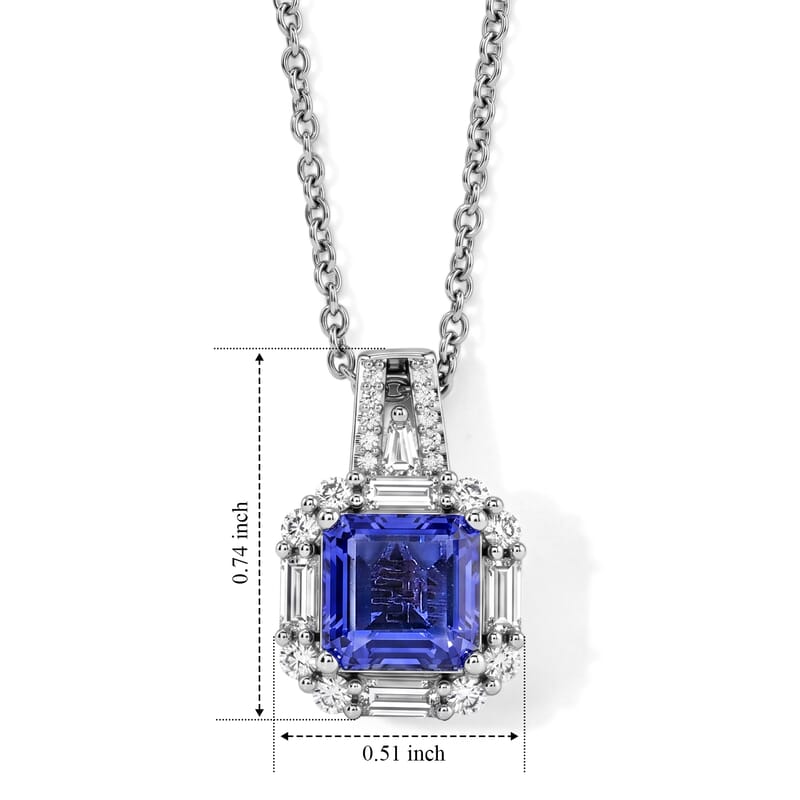 EverTrue Color Change Fluorite and Moissanite 3.80 ctw Pendant in Platinum Bond with Stainless Steel Necklace (20 Inches)