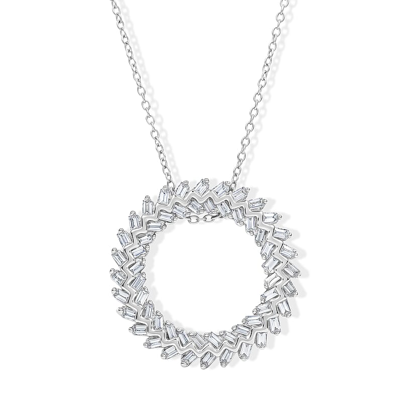 Luxuriant Lab Grown Diamond G-H SI 0.50 ctw Pendant Necklace in Rhodium Over Sterling Silver (18-20 Inches)
