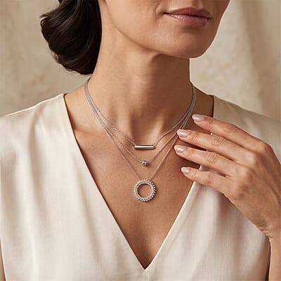 Luxuriant Lab Grown Diamond G-H SI 0.50 ctw Pendant Necklace in Rhodium Over Sterling Silver (18-20 Inches)