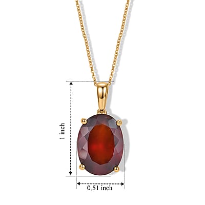 D'Joy AAA Honey Garnet 10.35 ctw Glow Solitaire Pendant Necklace in 18K Vermeil Yellow Gold Over Sterling Silver 20 Inches