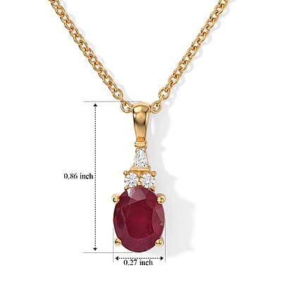 EverTrue Niassa Ruby (FF) and Moissanite 2.65 ctw Pendant in 18K YG Plated with ION Plated YG Stainless Steel Necklace 20 Inches