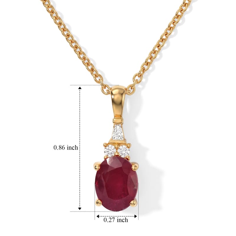 EverTrue Niassa Ruby (FF) and Moissanite 2.65 ctw Majestic Spectrum Pendant in 18K YG Plated with ION Plated YG Stainless Steel Necklace 20 Inches