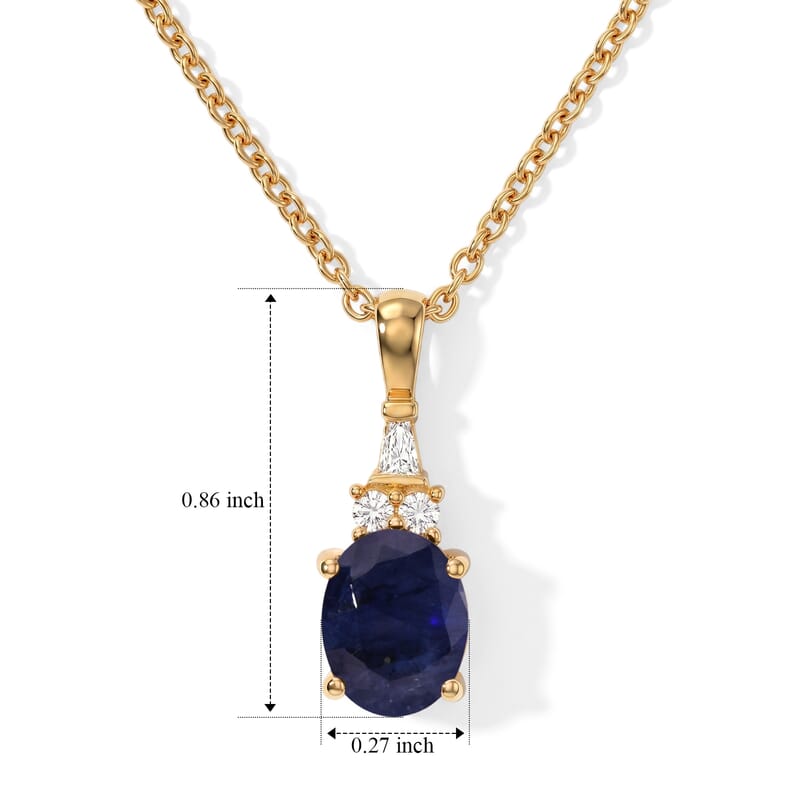 EverTrue Masoala Sapphire (D) and Moissanite 2.65 ctw Majestic Spectrum Pendant in 18K YG Plated with ION Plated YG Stainless Steel Necklace 20 Inches