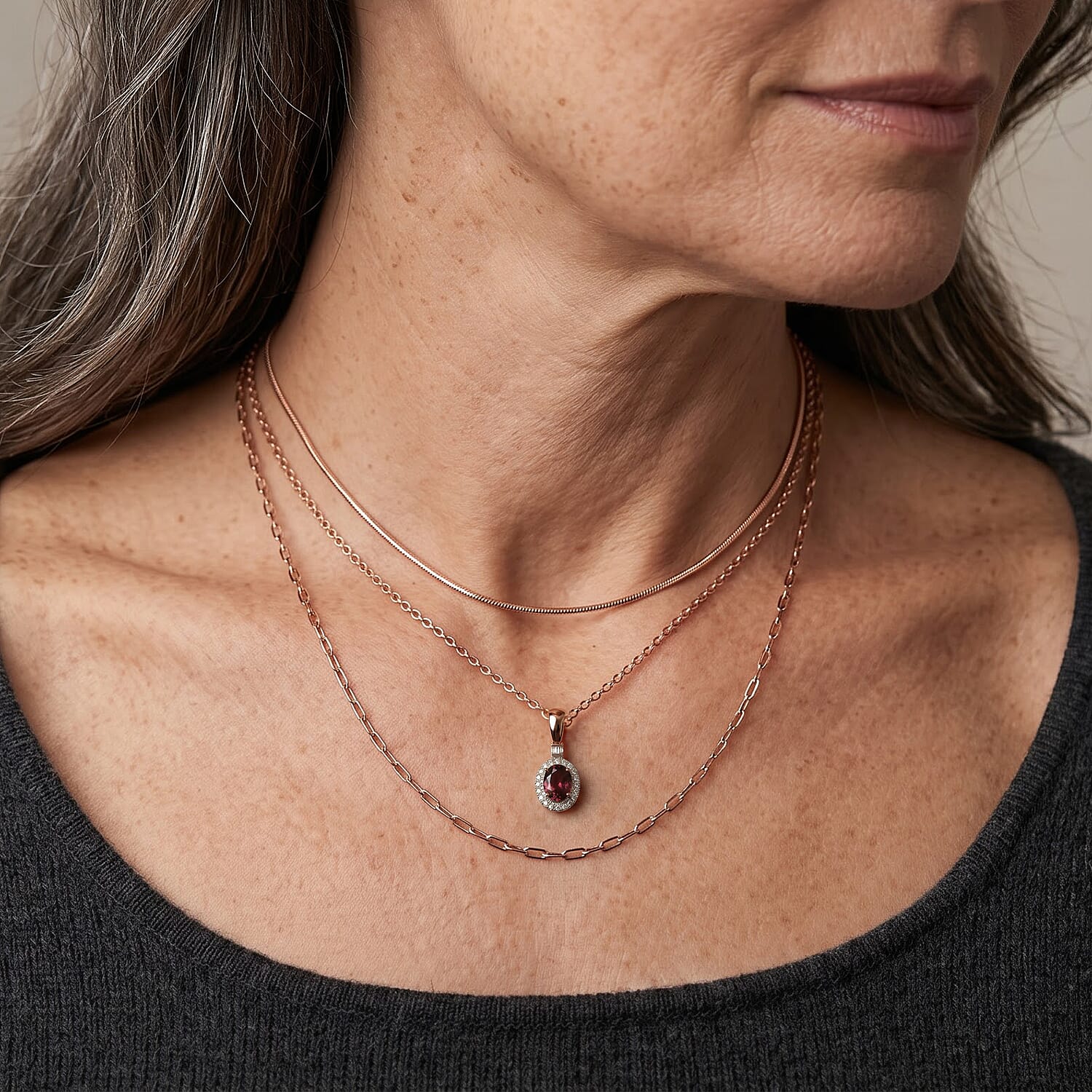 Certified & Appraised Luxoro AAA Pink Tourmaline and Diamond I2 1.55 ctw Pendant Necklace in 10K Rose Gold 18 Inches