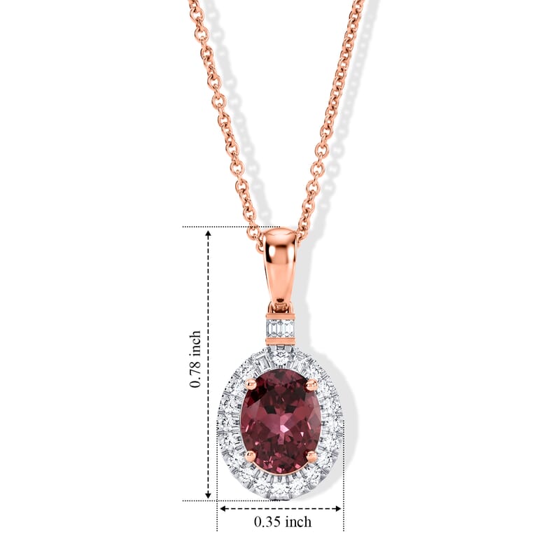Certified & Appraised Luxoro AAA Pink Tourmaline and Diamond I2 1.55 ctw Pendant Necklace in 10K Rose Gold 18 Inches