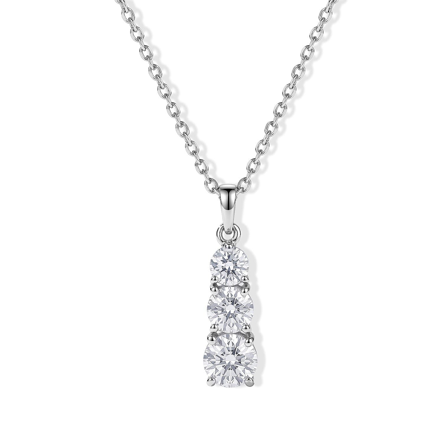 EverTrue Moissanite 6.90 ctw Earrings, Ring (Size 5) and Pendant in Platinum Bond with Stainless Steel Necklace 20 Inches