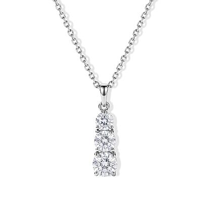 EverTrue Moissanite 6.90 ctw Earrings, Ring (Size 5) and Pendant in Platinum Bond with Stainless Steel Necklace 20 Inches