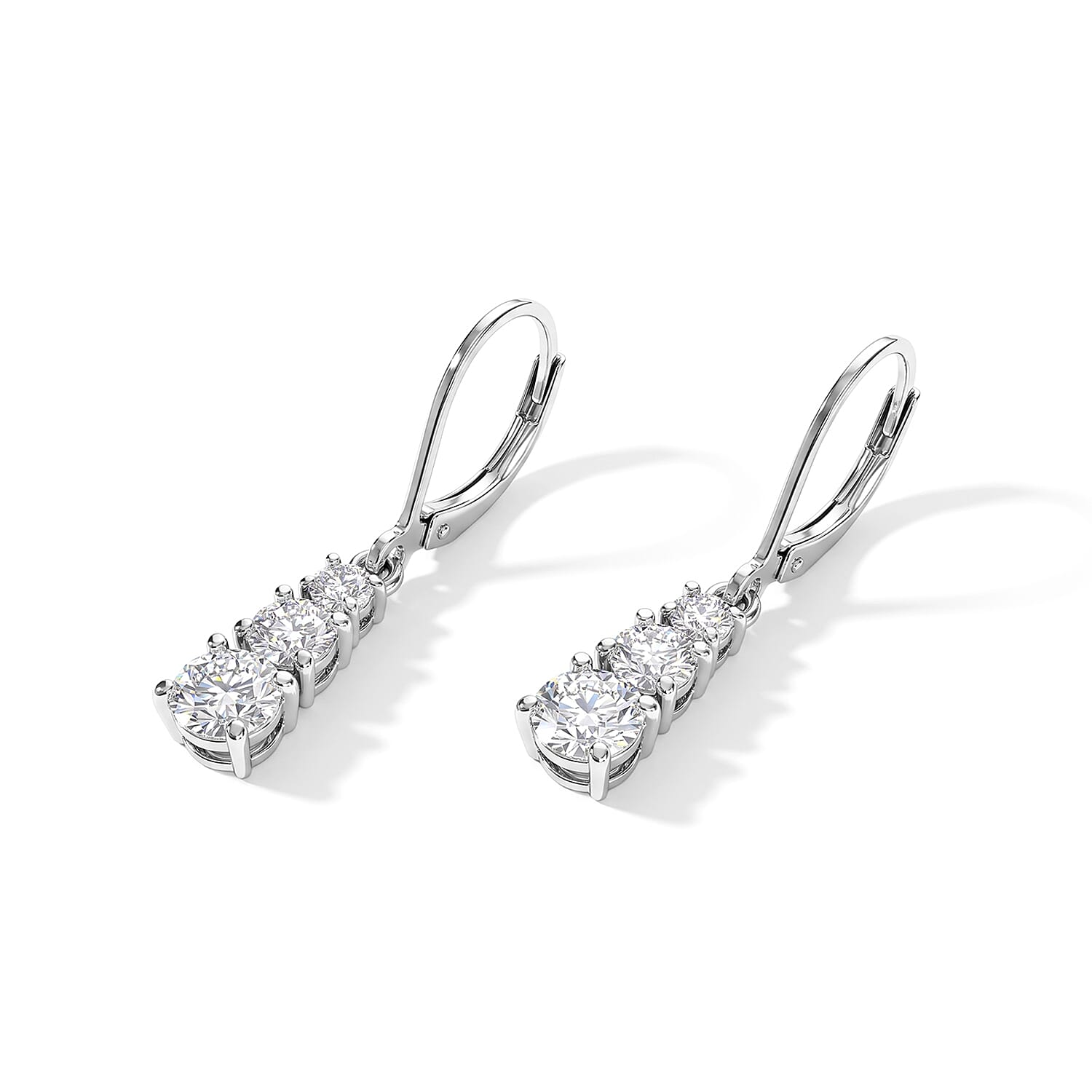 EverTrue Moissanite 6.90 ctw Earrings, Ring (Size 5) and Pendant in Platinum Bond with Stainless Steel Necklace 20 Inches