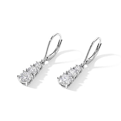 EverTrue Moissanite 6.90 ctw Earrings, Ring (Size 5) and Pendant in Platinum Bond with Stainless Steel Necklace 20 Inches