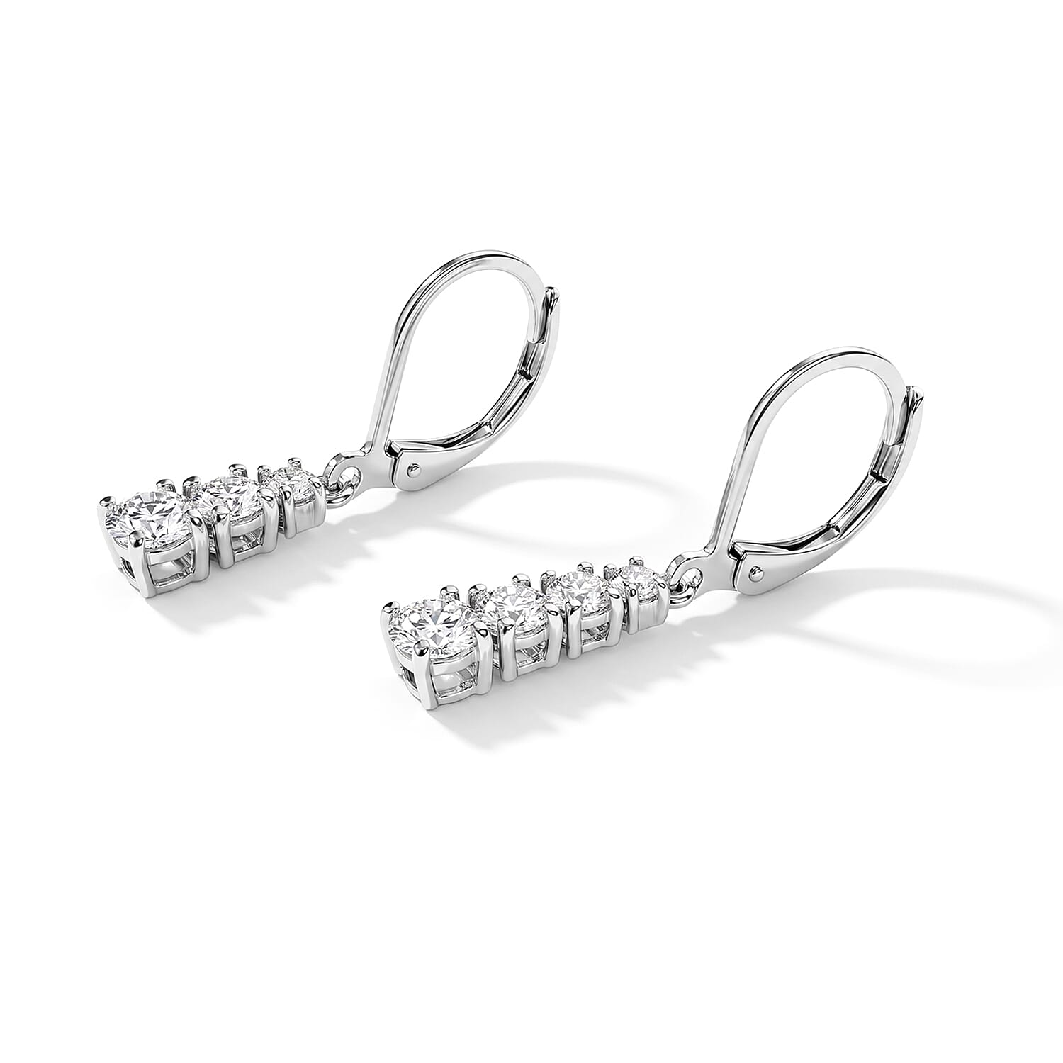 EverTrue Moissanite 6.90 ctw Earrings, Ring (Size 5) and Pendant in Platinum Bond with Stainless Steel Necklace 20 Inches