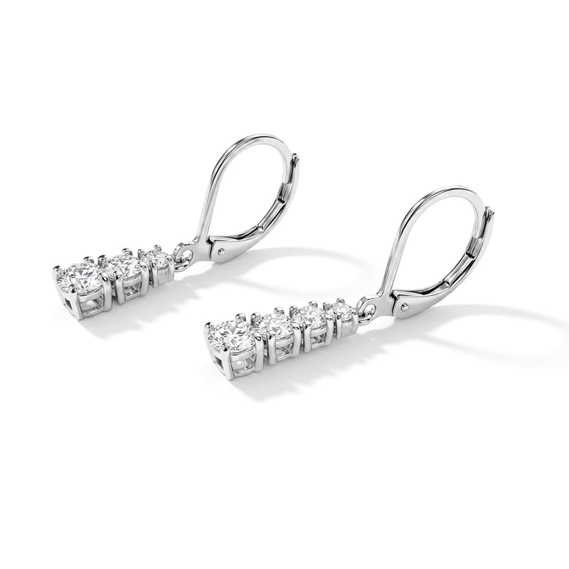 EverTrue Moissanite 6.90 ctw Trinity Glow Collection Earrings, Ring (Size 5) and Pendant in Platinum Bond with Stainless Steel Necklace 20 Inches