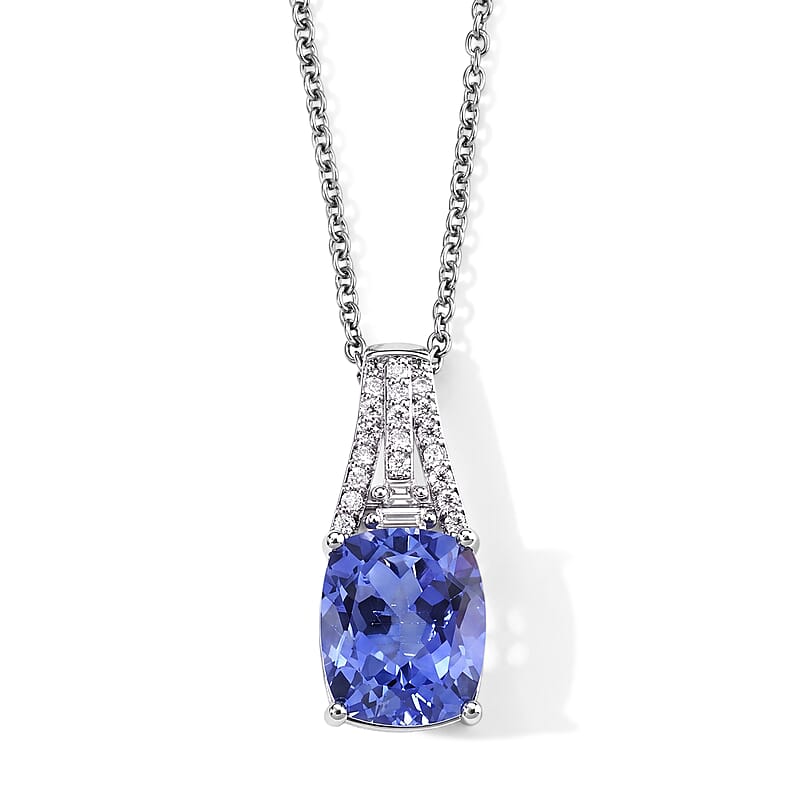 EverTrue Color Change Fluorite and Moissanite 6.80 ctw Pendant in Platinum Bond with Stainless Steel Necklace (20 Inches)