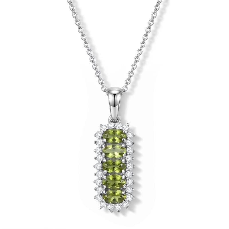 D'Joy Calabar Tourmaline and Moissanite 1.50 ctw Pendant Necklace (20 Inches) in Rhodium Over Sterling Silver