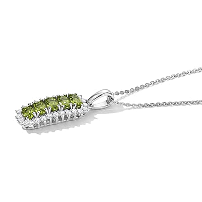 D'Joy Calabar Tourmaline and Moissanite 1.50 ctw Pendant Necklace (20 Inches) in Rhodium Over Sterling Silver