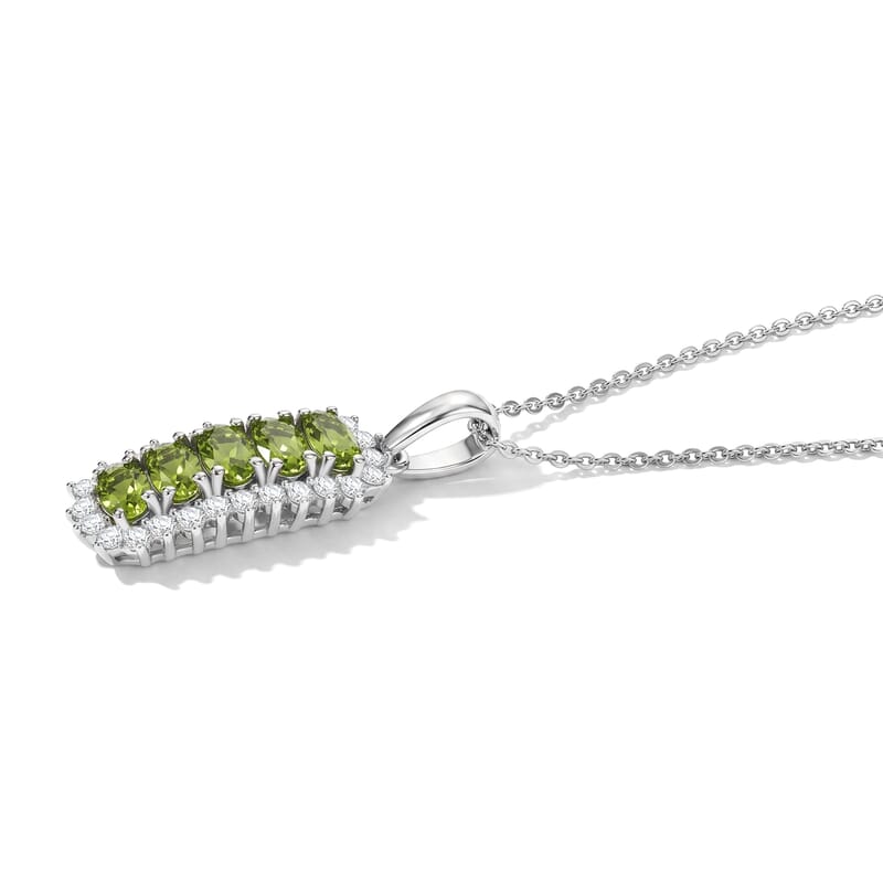 D'Joy Calabar Tourmaline and Moissanite 1.50 ctw Pendant Necklace (20 Inches) in Rhodium Over Sterling Silver