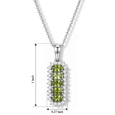 D'Joy Calabar Tourmaline and Moissanite 1.50 ctw Pendant Necklace (20 Inches) in Rhodium Over Sterling Silver