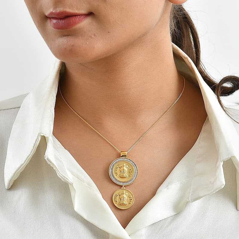D'Joy Rachel Roy White Zircon 0.65 ctw Pendant Necklace in 18K Vermeil Yellow Gold Over Sterling Silver 20 Inches