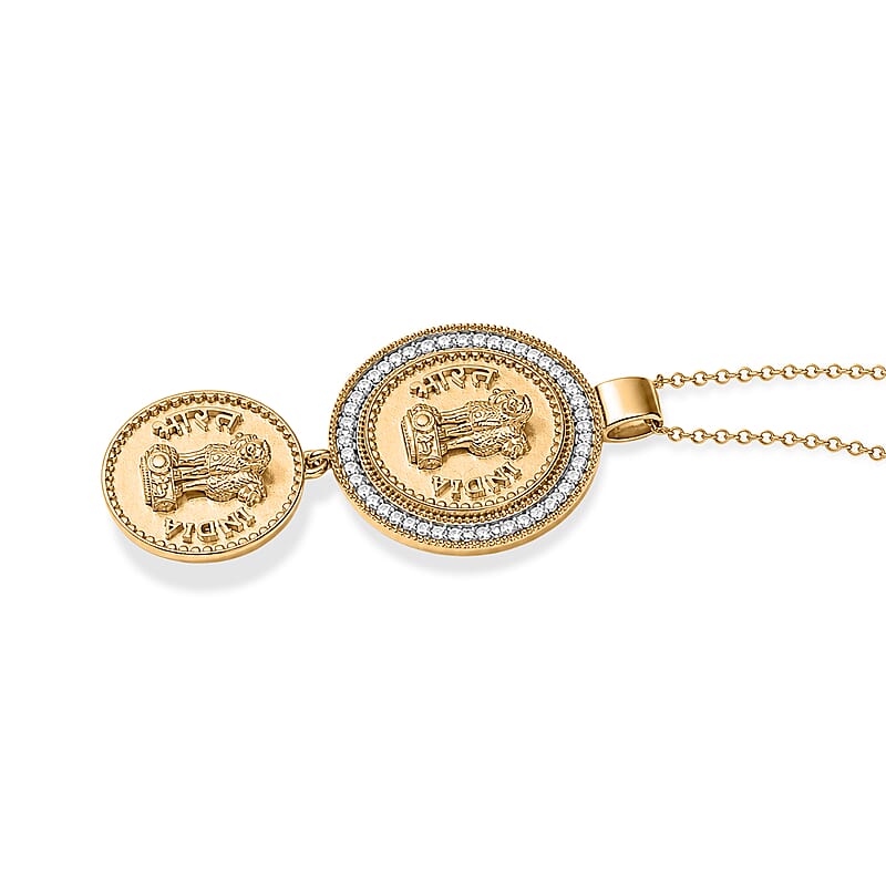 D'Joy Rachel Roy White Zircon 0.65 ctw Pendant Necklace in 18K Vermeil Yellow Gold Over Sterling Silver 20 Inches