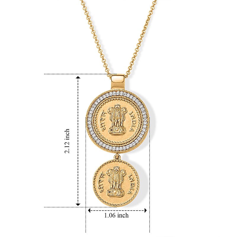 D'Joy Rachel Roy White Zircon 0.65 ctw Pendant Necklace in 18K Vermeil Yellow Gold Over Sterling Silver 20 Inches