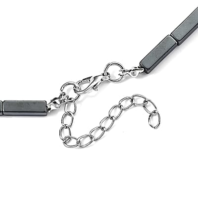 Hematite 205.00 ctw Stretch Bracelet (7-7.5In) and Necklace (21.25-23.25 Inches) in Silvertone