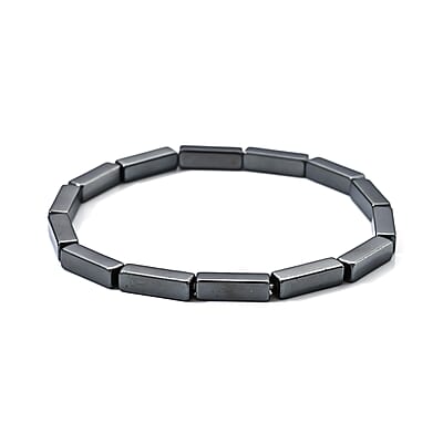 Hematite 205.00 ctw Stretch Bracelet (7-7.5In) and Necklace (21.25-23.25 Inches) in Silvertone