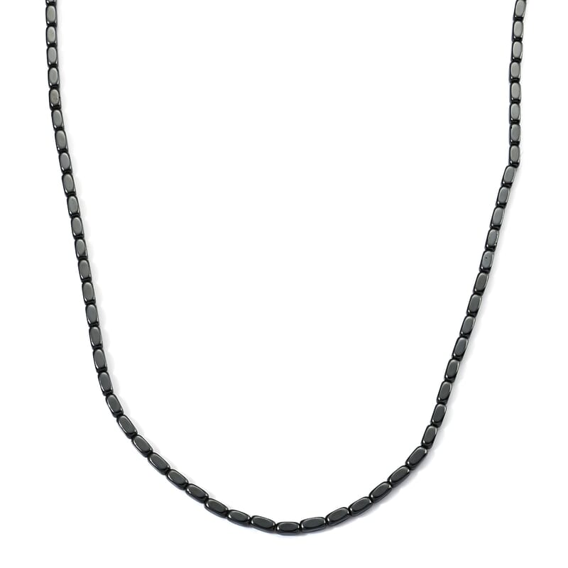 Hematite 170.00 ctw Stretch Bracelet (7-7.5In) and Necklace (21.25-23.25 Inches) in Silvertone