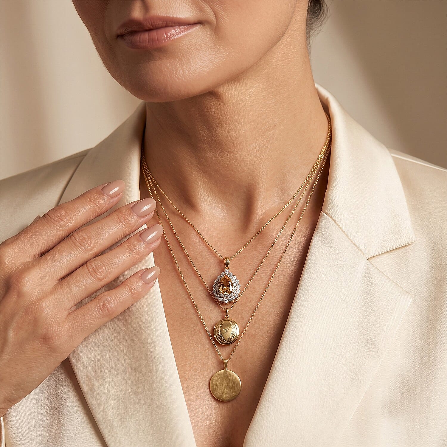 D'Joy Premium Brazilian Heliodor and Moissanite 1.60 ctw Pendant Necklace in 18K Vermeil Yellow Gold Over Sterling Silver 18 Inches