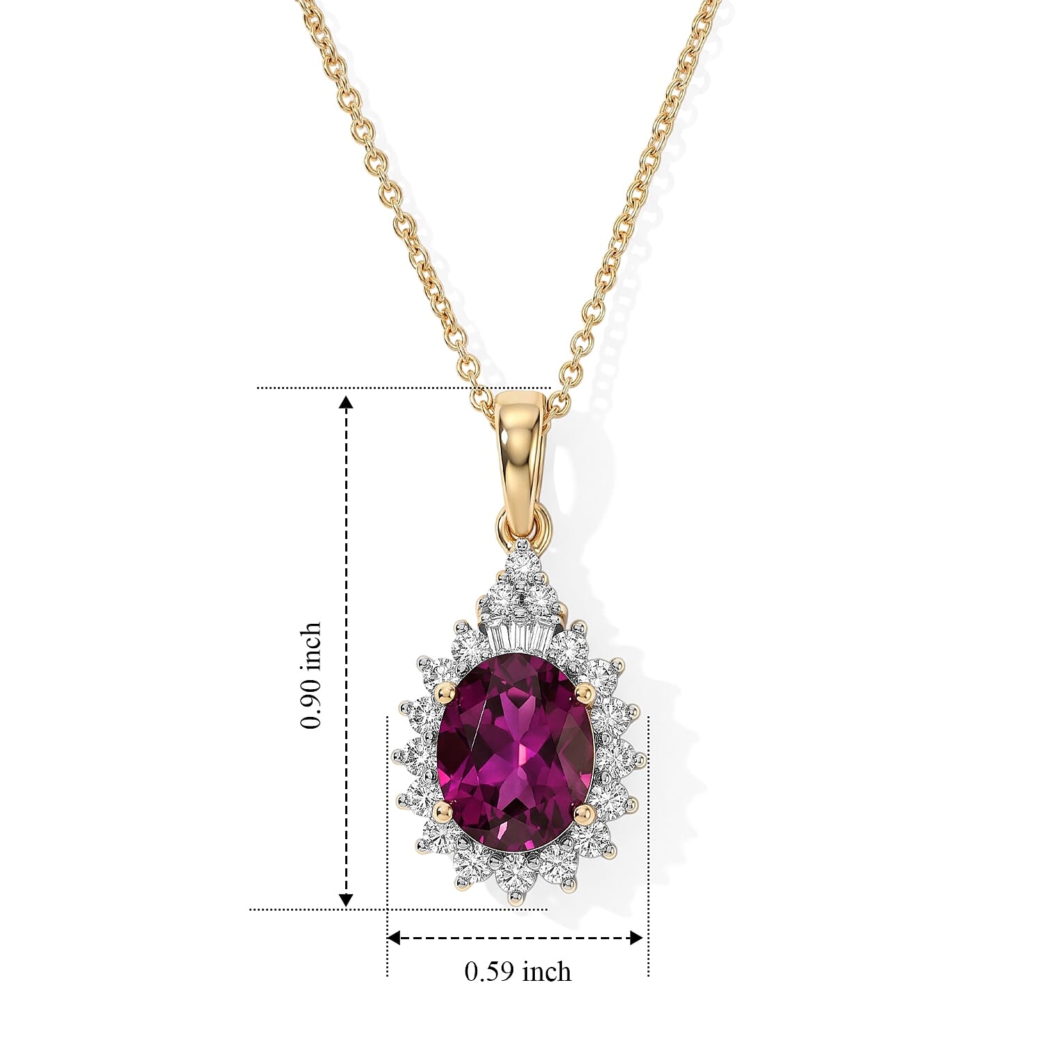 Certified and Appraised AAA Radiant Ember Garnet and Luxuriant Lab Grown Diamond G-H SI 2.65 ctw Pendant Necklace in 10K Yellow Gold (18 Inches)