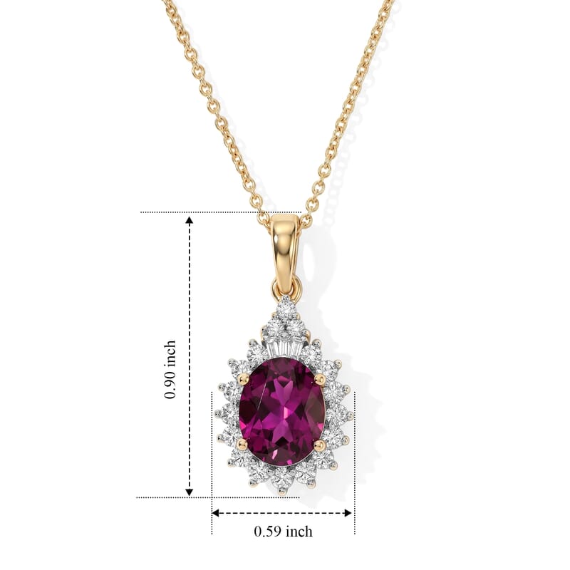 Certified and Appraised AAA Radiant Ember Garnet and Luxuriant Lab Grown Diamond G-H SI 2.65 ctw Pendant Necklace in 10K Yellow Gold (18 Inches)