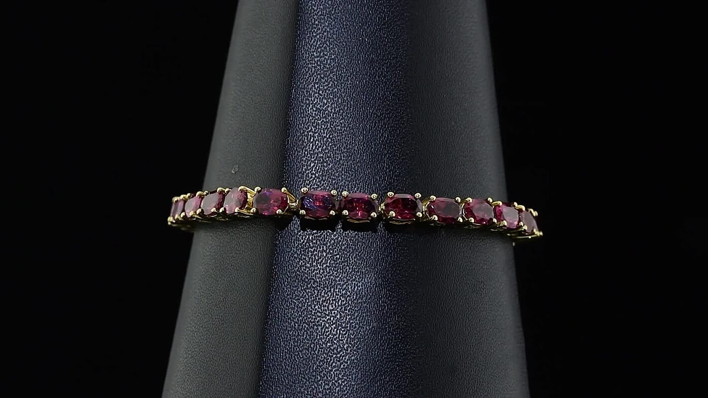 D'Joy Premium Orissa Rhodolite Garnet Vineyard Glow Earrings and Bracelet (6.50In) in 18K Vermeil YG Over Sterling Silver 16.00 ctw