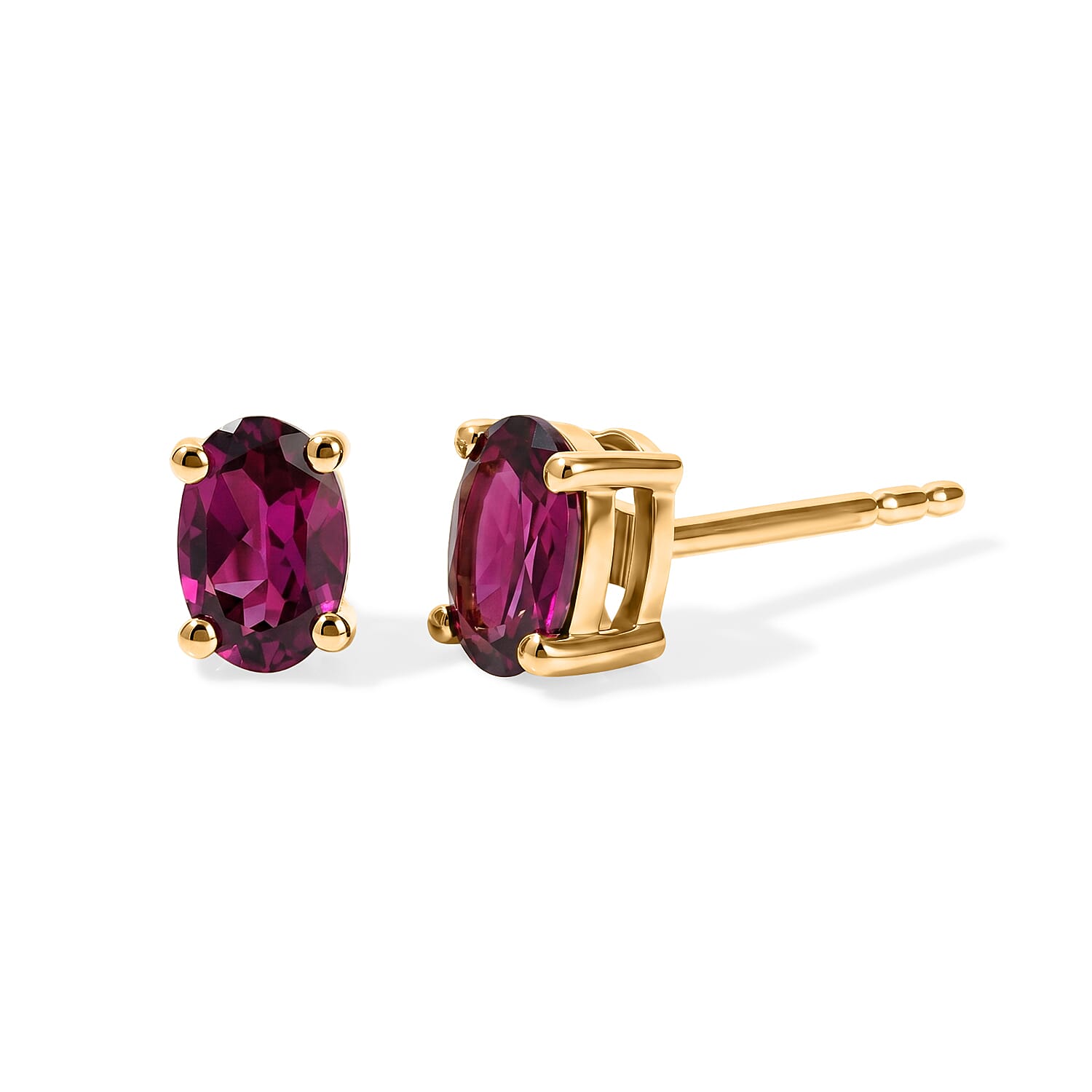 D'Joy Premium Orissa Rhodolite Garnet 16.00 ctw Vineyard Glow Earrings and Bracelet (6.50In) in 18K Vermeil Yellow Gold Over Sterling Silver