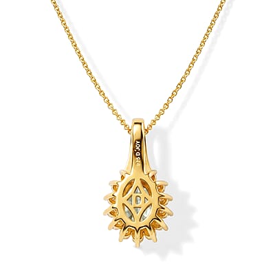 D'Joy Premium Green Sapphire and Moissanite 2.20 ctw Pendant Necklace in 18K Vermeil Yellow Gold Over Sterling Silver 20 Inches