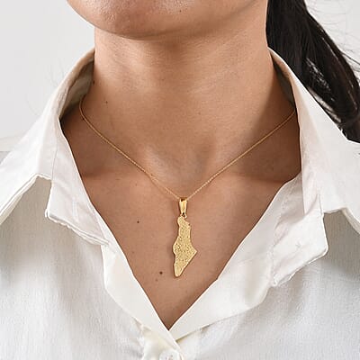 D'Joy Passport to Israel Pendants with Necklace in 18K Vermeil Yellow Gold Over Sterling Silver 20 Inches 13.65 Grams