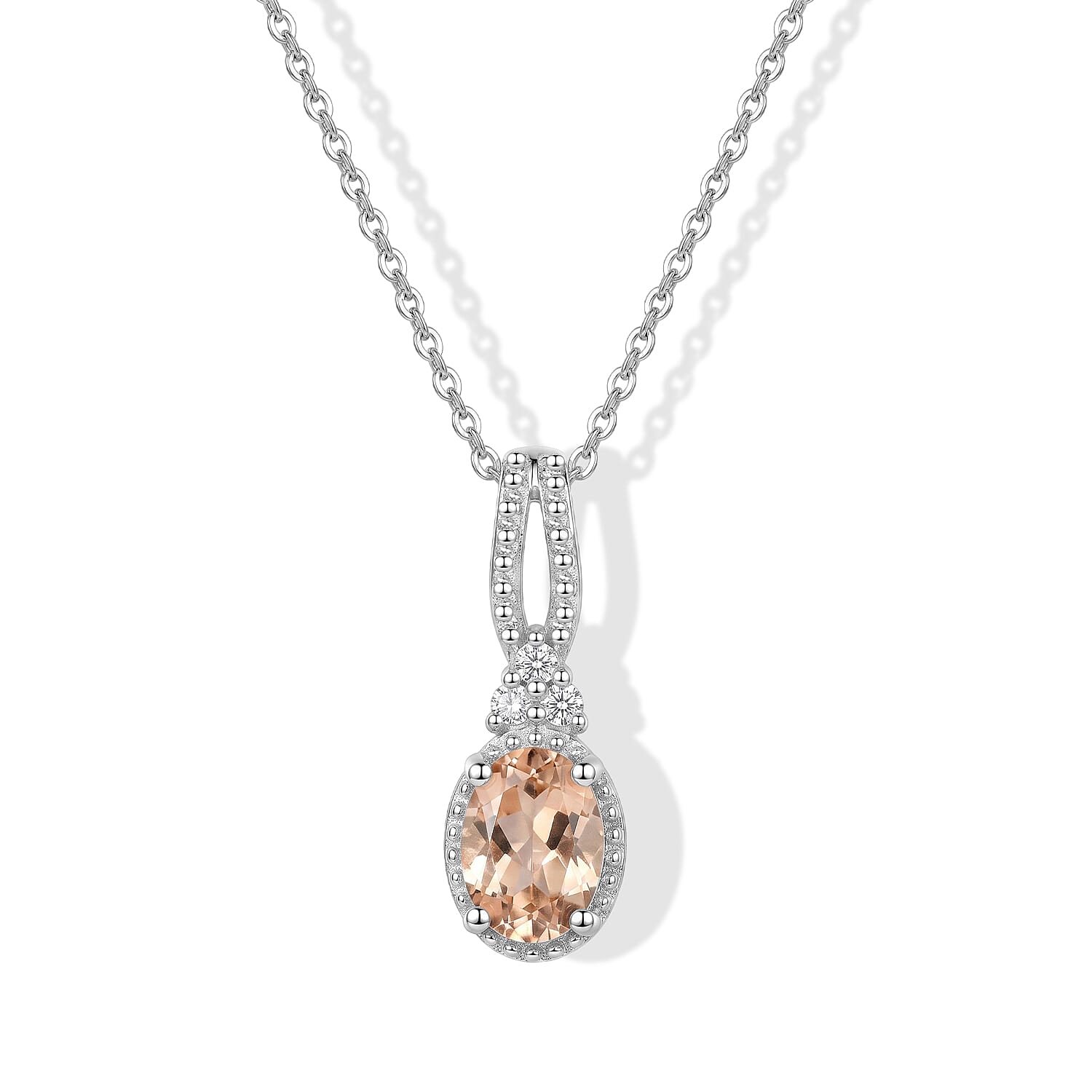 D'Joy Yellow Scapolite and White Zircon 1.15 ctw Pendant Necklace in Rhodium Over Sterling Silver 20 Inches