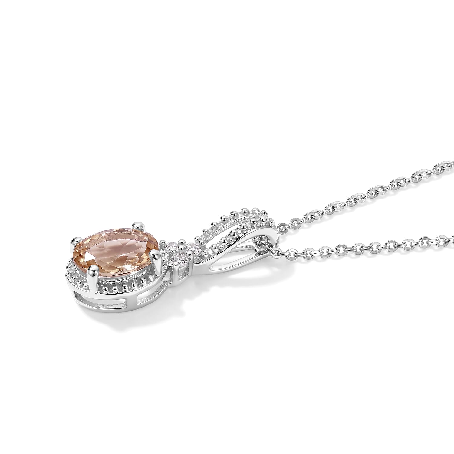 D'Joy Yellow Scapolite and White Zircon 1.15 ctw Pendant Necklace in Rhodium Over Sterling Silver 20 Inches